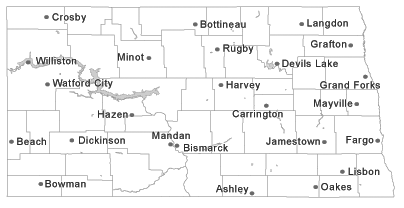Map of North Dakota